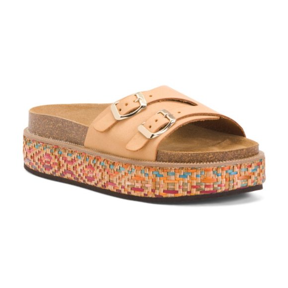 Free People Shoes Free People Caravelle Cork Footbed Leather Sandals In Canyon Moon Poshmark